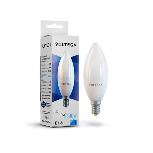 Лампа светодиодная Voltega E14 10W 4000К матовая VG2-C37E14warm10W 7065 