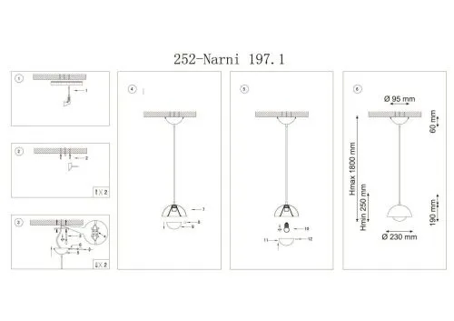 Подвесной светильник Lucia Tucci Narni 197.1 Nero  фото 3
