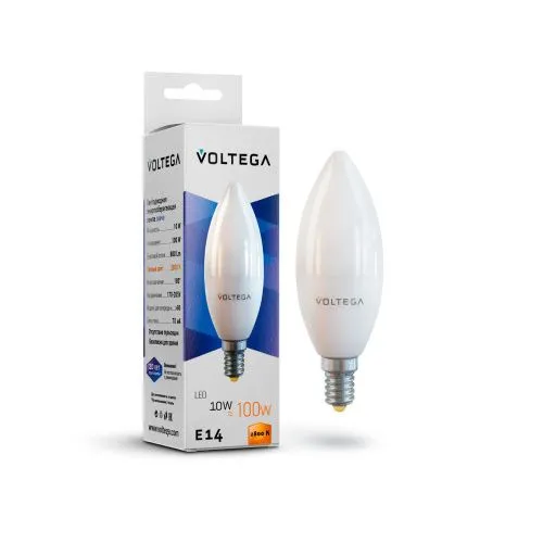 Лампа светодиодная Voltega E14 10W 2800К матовая VG2-C37E14warm10W 7064 
