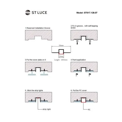 Профиль встраиваемый с рассеивателем ST-Luce ST017.129.07  фото 4