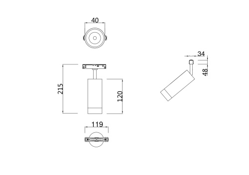 Трековый светодиодный светильник для магнитного шинопровода Maytoni Technical Focus Led TR019-2-7W4K  фото 4