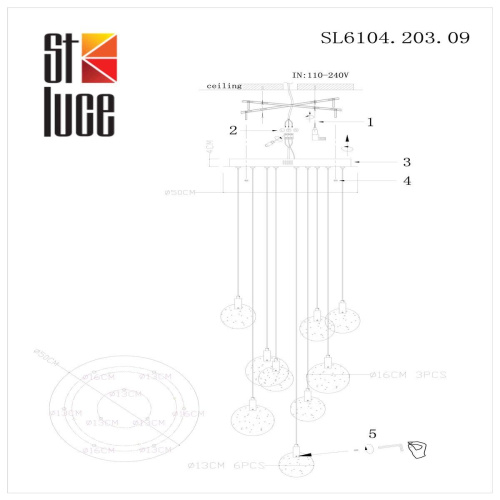 Подвесная светодиодная люстра ST Luce Montecelio SL6104.203.09  фото 2