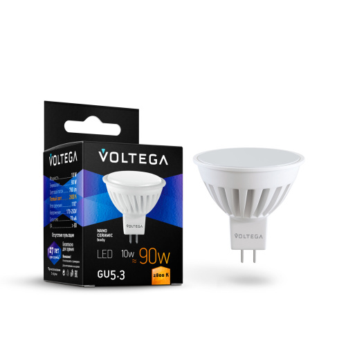 Лампа светодиодная Voltega GU5.3 10W 2800K матовая VG1-S2GU5.3warm10W-C 7074  фото 2