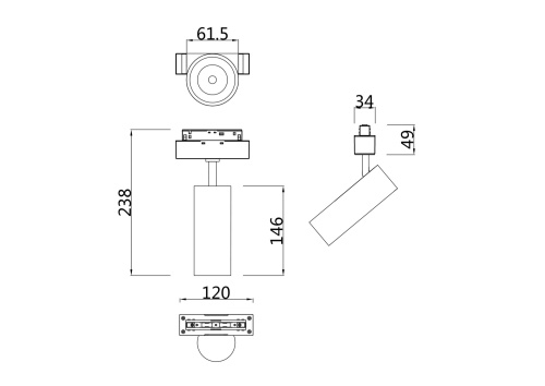 Трековый светильник Technical TR019-2-15W3K-MG  фото 3