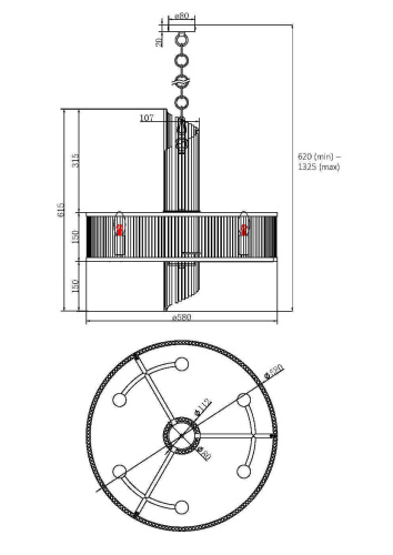 Подвесной светильник Maytoni MOD174PL-06G  фото 2