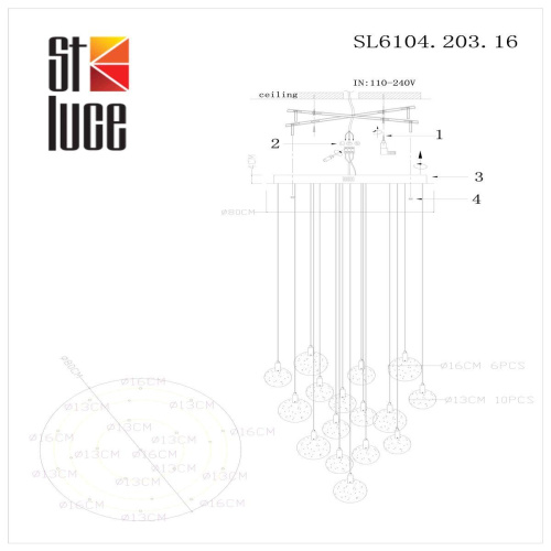 Подвесная светодиодная люстра ST Luce Montecelio SL6104.203.16  фото 2