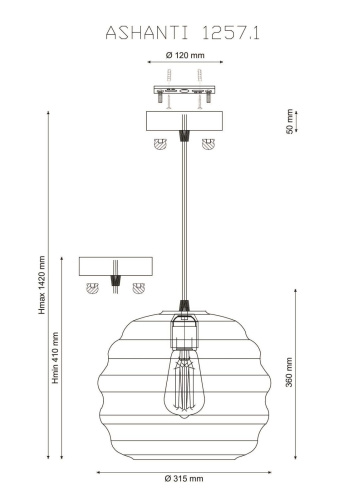 Подвесной светильник Lucia Tucci Ashanti 1257.1  фото 3