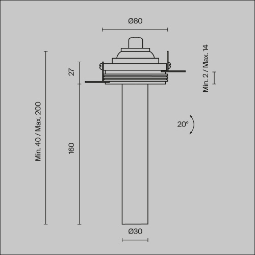 Встраиваемый светильник Technical C140TRS-L200-7W3K-W  фото 10