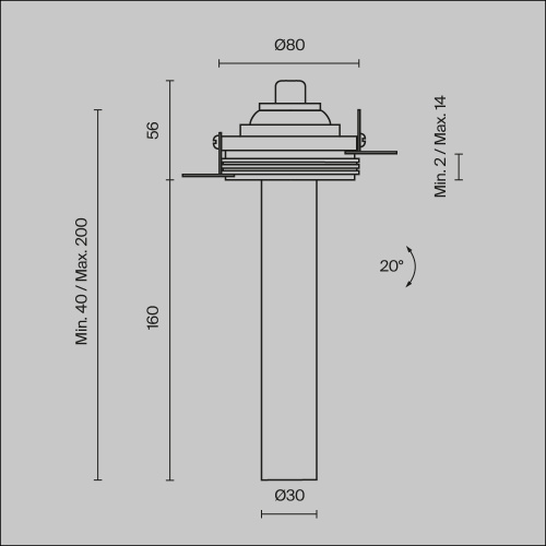 Встраиваемый светильник Technical C140TRS-L200-7W3K-B  фото 10