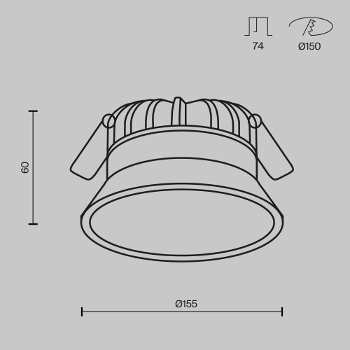 Встраиваемый светильник Technical DL055-18W3-4-6K-B  фото 7