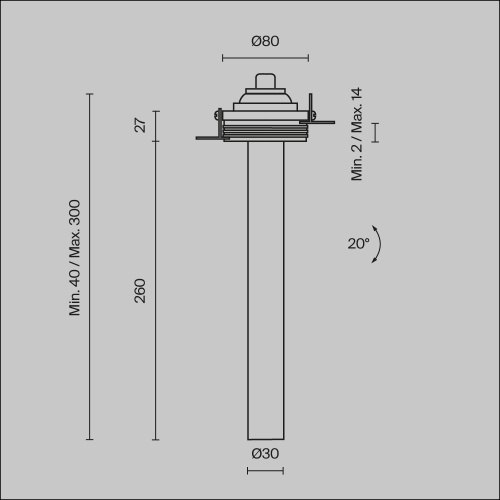 Встраиваемый светильник Technical C140TRS-L300-7W3K-W  фото 10