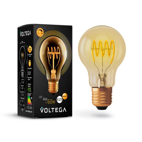 Лампа светодиодная диммируемая Voltega E27 4W 2000К прозрачная VG10-A60GE27warm4W-FB 7078  фото 2